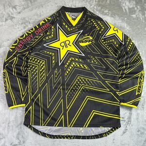 Rockstar Energy Answer Racing Motocross Jersey Black Yellow MX Bike Shirt Mens L